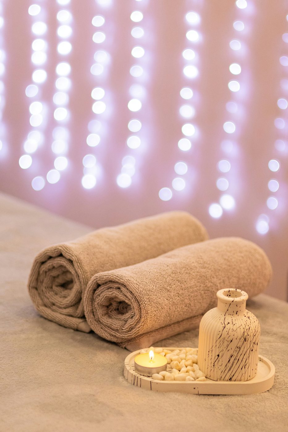 Fresh towels and warm candlelight
