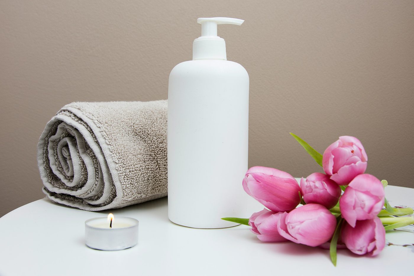 Massage oils and fresh flowers